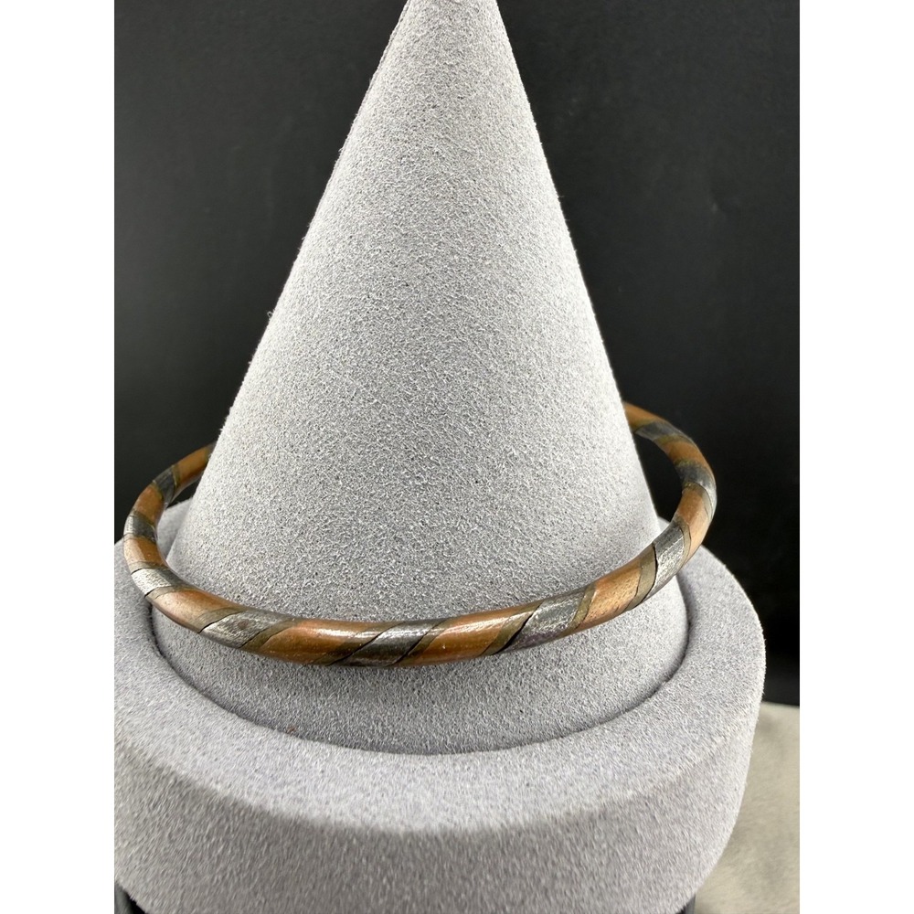 Vintage Estate Cuff Bracelet Multi Tone Metal Twisted Bohemian 7.5"